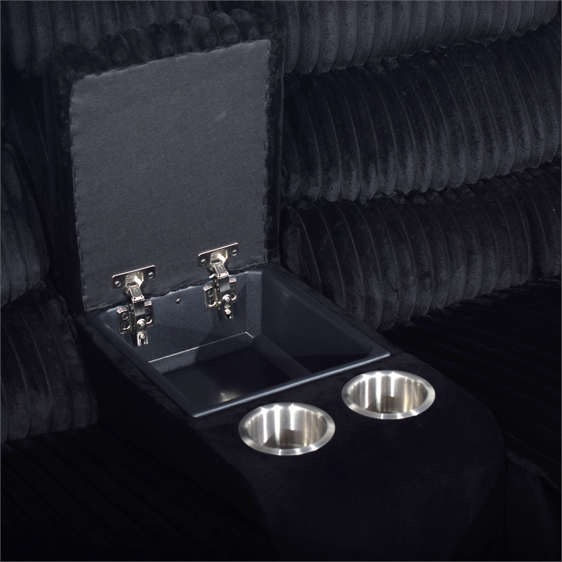 New Classic Furniture Willow Wood & Fabric Loveseat with Dual Recliner in Black