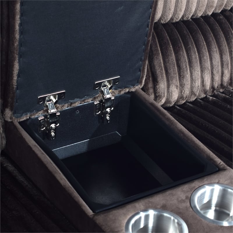 New Classic Furniture Willow Wood & Fabric Loveseat with Dual Recliner in Brown