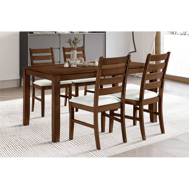 New Classic Furniture Pascal 5-Piece Wood Rectangular Dining Set in Walnut
