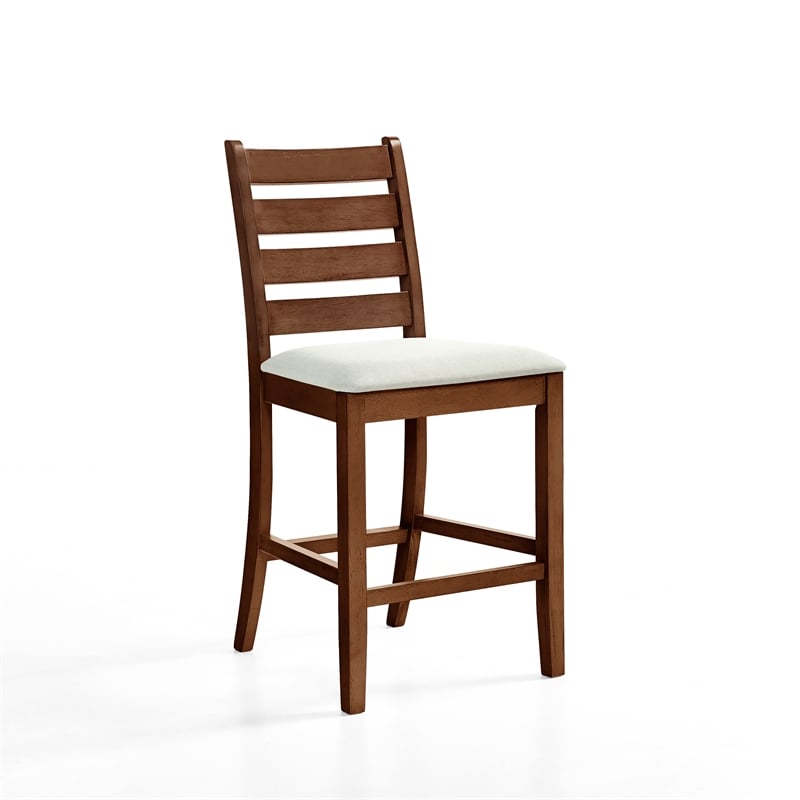 New Classic Furniture Pascal Wood Counter Chair in Walnut (Set of 2)