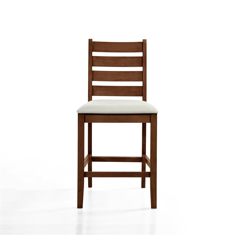 New Classic Furniture Pascal Wood Counter Chair in Walnut (Set of 2)