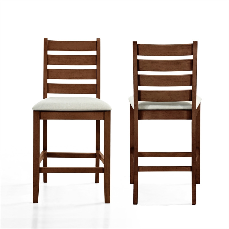New Classic Furniture Pascal Wood Counter Chair in Walnut (Set of 2)