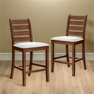 New Classic Furniture Pascal Wood Counter Chair in Walnut (Set of 2)