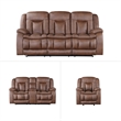 New Classic Furniture Morello 3 Pcs Fabric Manual Reclining Living Set in Brown