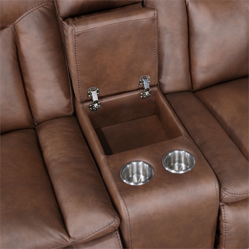 New Classic Furniture Morello 3-Piece Fabric Manual Reclining Sectional in Brown