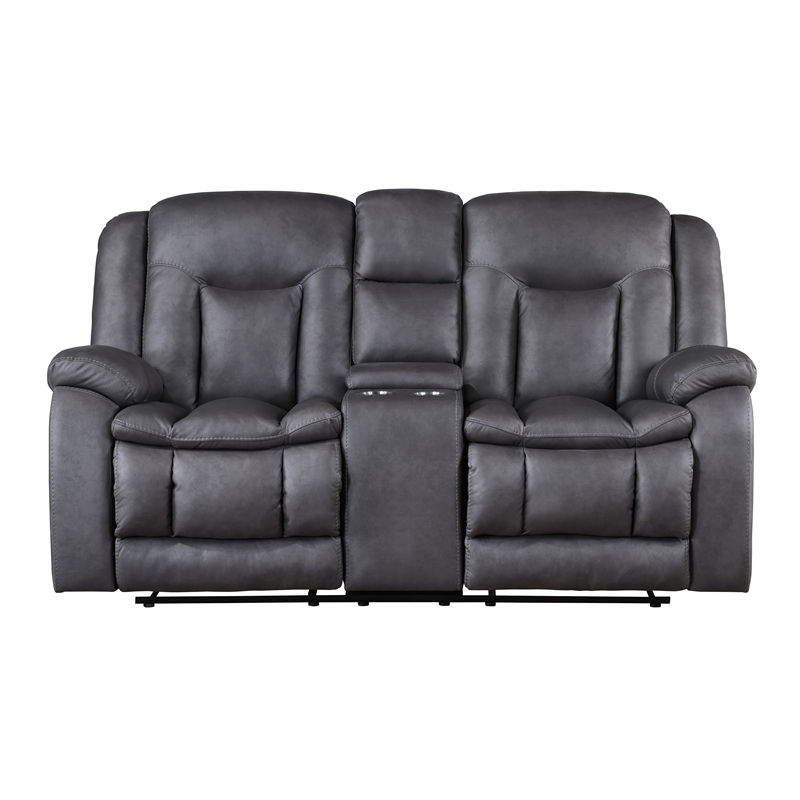 New Classic Furniture Morello 3-Piece Fabric Manual Reclining Living Set in Gray