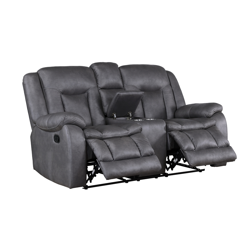 New Classic Furniture Morello 3-Piece Fabric Manual Reclining Living Set in Gray