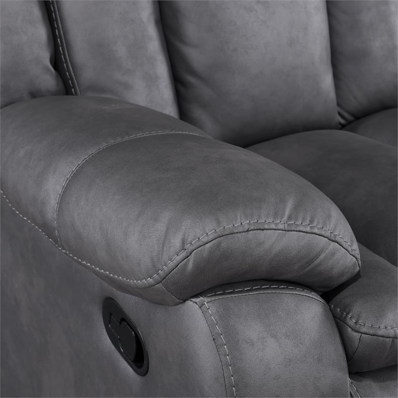 New Classic Furniture Morello 3-Piece Fabric Manual Reclining Living Set in Gray