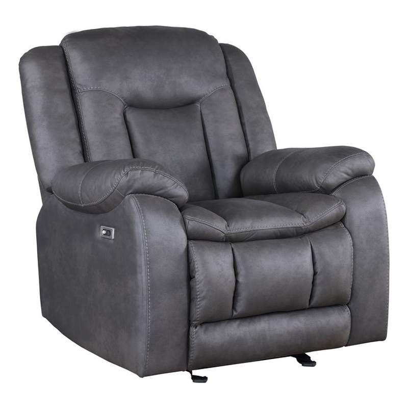 New Classic Furniture Morello 3-Piece Fabric Manual Reclining Living Set in Gray