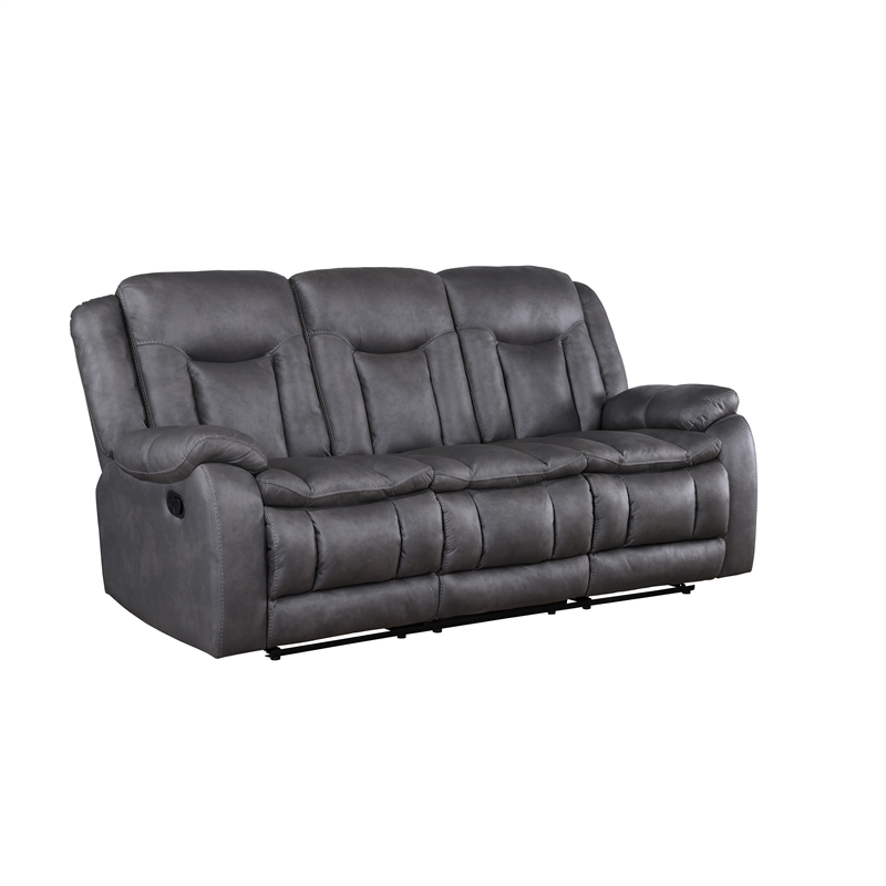 New Classic Furniture Morello 3-Piece Fabric Manual Reclining Living Set in Gray
