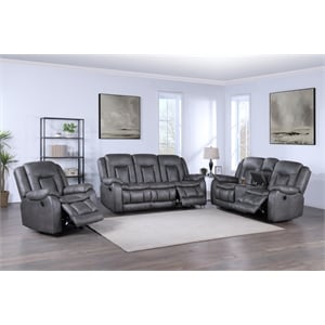 New Classic Furniture Morello 3-Piece Fabric Manual Reclining Living Set in Gray