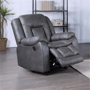 New Classic Furniture Morello Fabric Upholstered Manual Glider Recliner in Gray