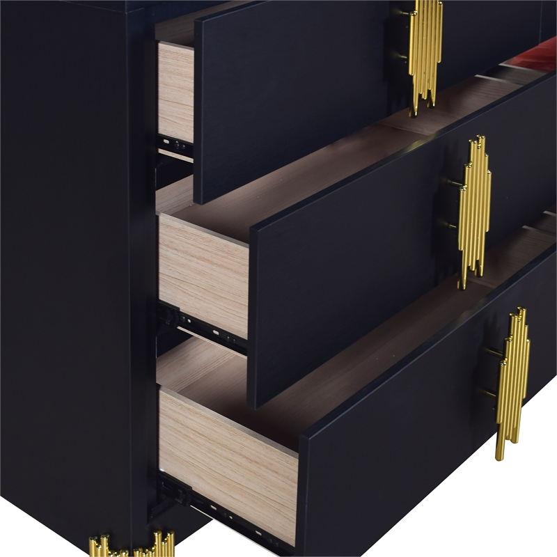 New Classic Furniture Empire 2-Piece Wood Dresser and Mirror Set in Black