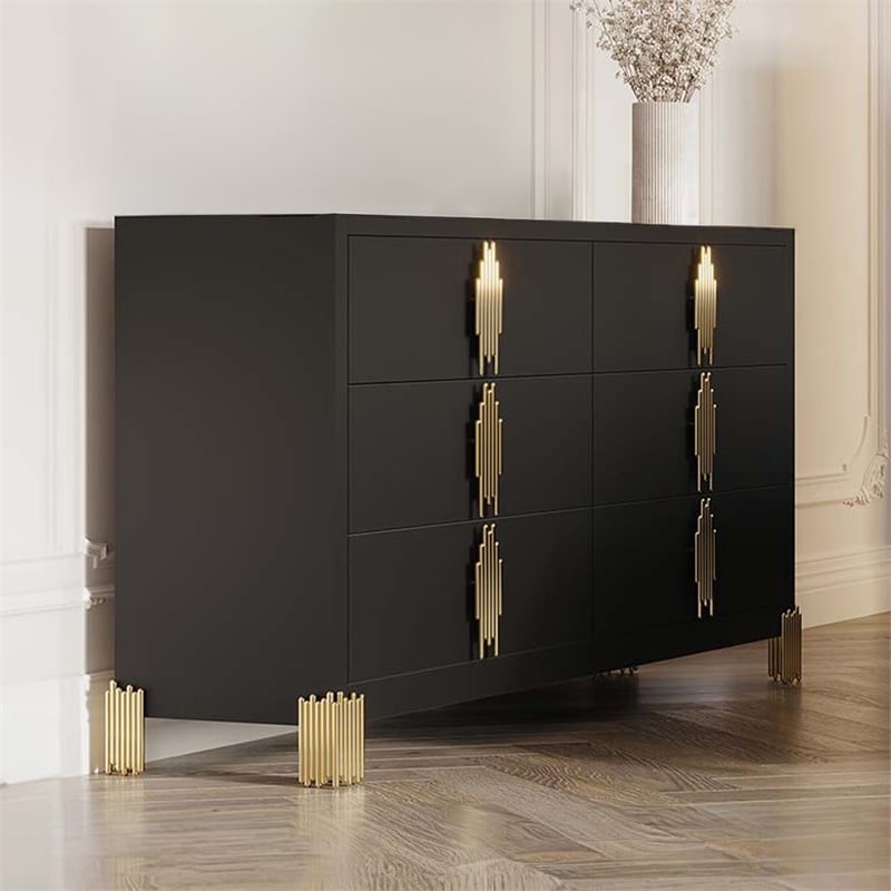 New Classic Furniture Empire Wood Contemporary 6-Drawer Dresser in Black