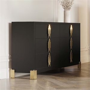 New Classic Furniture Empire Wood Contemporary 6-Drawer Dresser in Black
