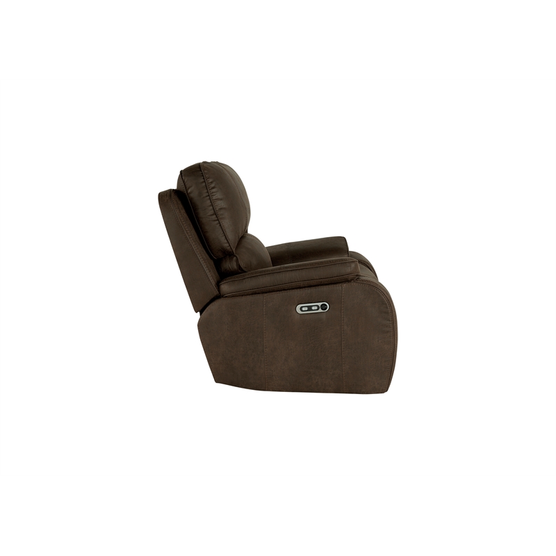 New Classic Furniture Brookings Fabric Power Glider Recliner in Brown