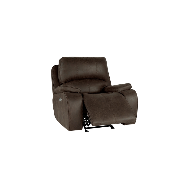 New Classic Furniture Brookings Fabric Power Glider Recliner in Brown