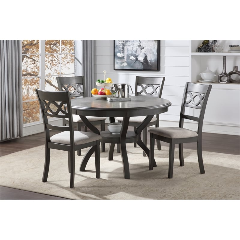 New Classic Furniture Cori 5-Piece Wood Dining Set with Table and Chair in Gray