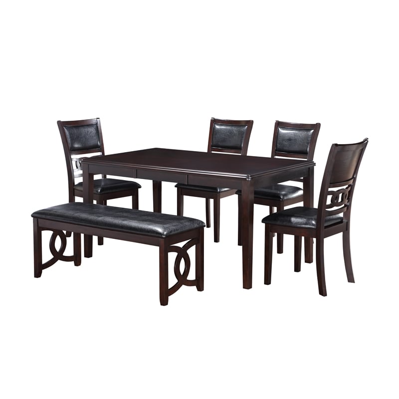 New Classic Furniture Gia 6-Piece Wood Dining Table Set in Ebony