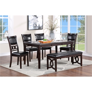 New Classic Furniture Gia 6-Piece Wood Dining Table Set in Ebony