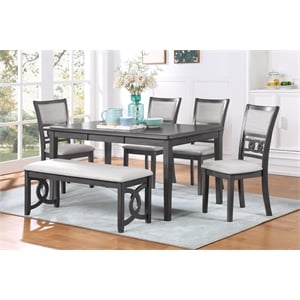 New Classic Furniture Gia 6-Piece Wood Dining Table Set in Gray