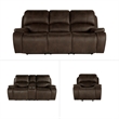 New Classic Furniture Brookings 3 Pcs Fabric Power Reclining Living Set in Brown