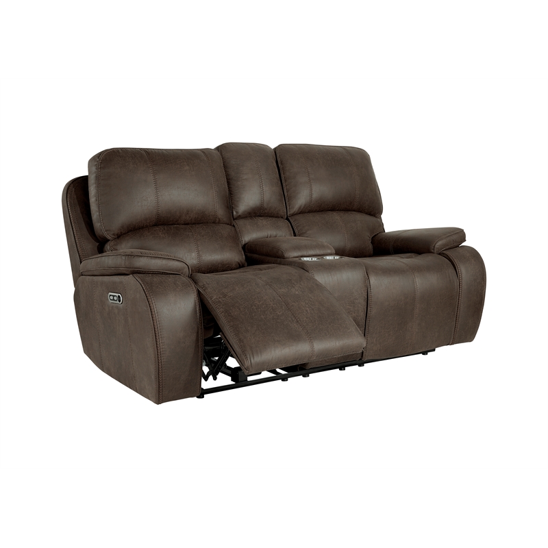 New Classic Furniture Brookings 3 Pcs Fabric Power Reclining Living Set in Brown