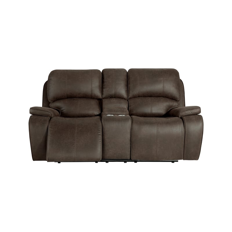 New Classic Furniture Brookings 3 Pcs Fabric Power Reclining Living Set in Brown