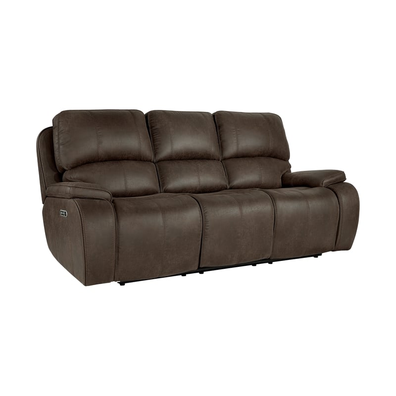 New Classic Furniture Brookings 3 Pcs Fabric Power Reclining Living Set in Brown