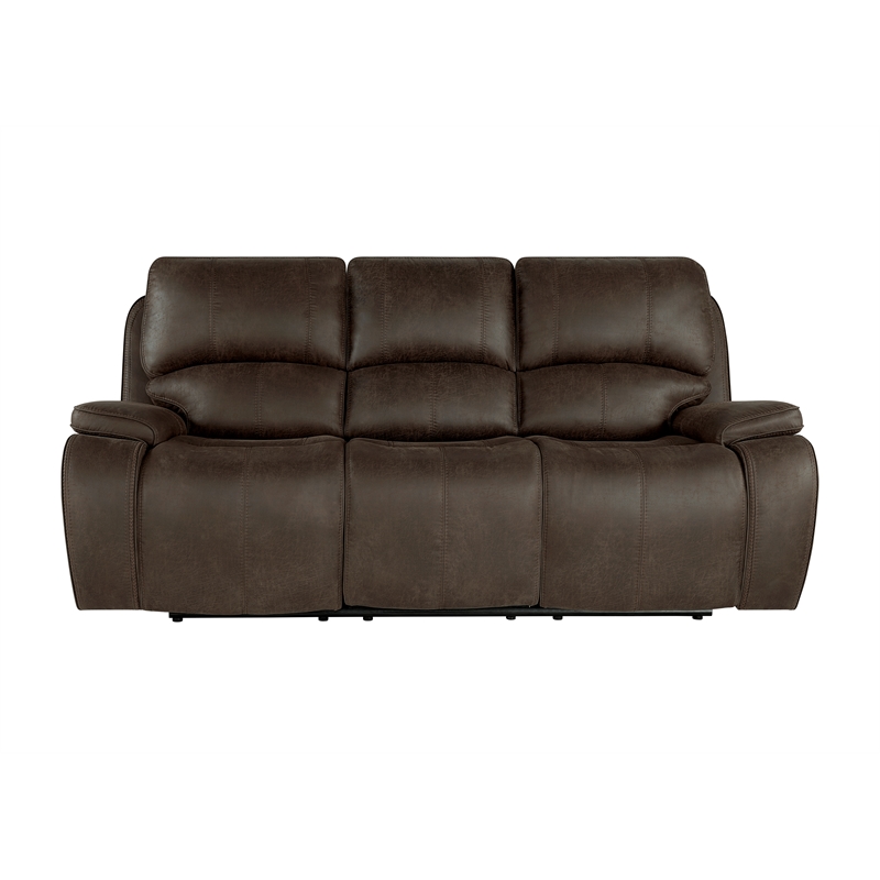 New Classic Furniture Brookings 3 Pcs Fabric Power Reclining Living Set in Brown