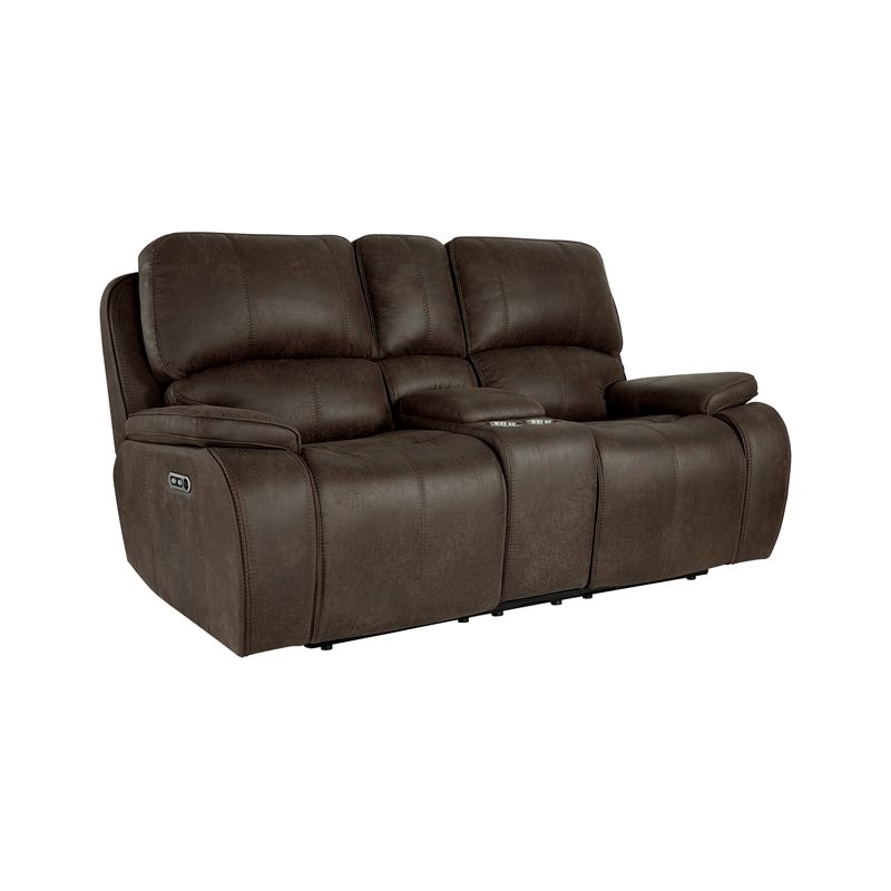 New Classic Furniture Brookings 3 Pcs Fabric Power Reclining Living Set in Brown