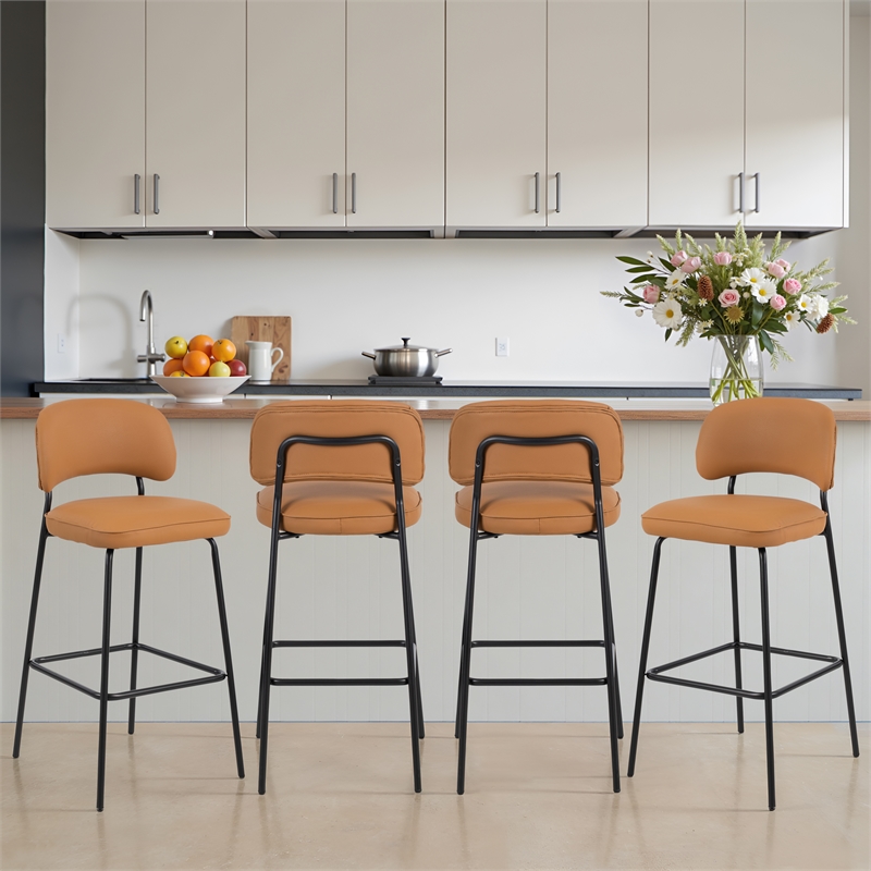 New Classic Furniture Blythe Vegan Leather Bar Chair in Orange