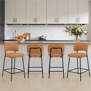 New Classic Furniture Blythe Vegan Leather Counter Chair in Orange (Set of 4)