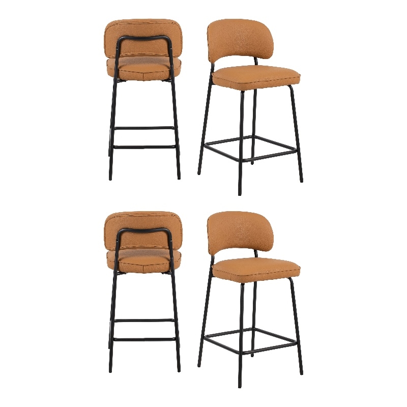 New Classic Furniture Blythe Vegan Leather Counter Chair in Orange (Set of 4)