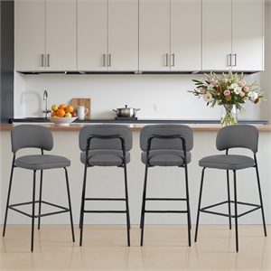 New Classic Furniture Blythe Vegan Leather Bar Chair in Gray (Set of 4)