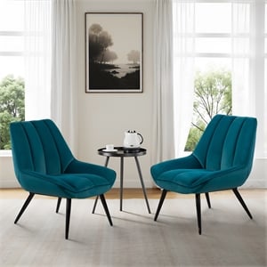 New Classic Furniture Astrid Velvet Upholstered Accent Chair in Green (Set of 2)