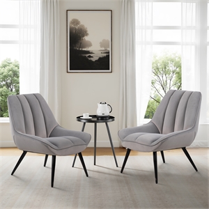 New Classic Furniture Astrid Velvet Upholstered Accent Chair in Gray (Set of 2)
