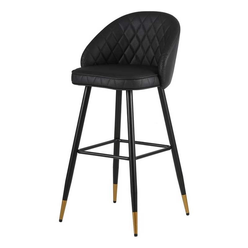 New Classic Furniture Oliver Vegan Leather Bar Chair in Black (Set of 4)
