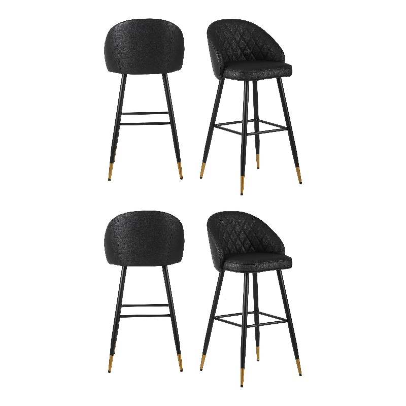 New Classic Furniture Oliver Vegan Leather Bar Chair in Black (Set of 4)