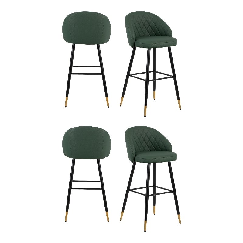 New Classic Furniture Oliver Vegan Leather Bar Chair in Green (Set of 4)
