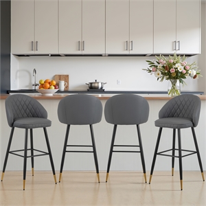 New Classic Furniture Oliver Vegan Leather Bar Chair in Gray (Set of 4)