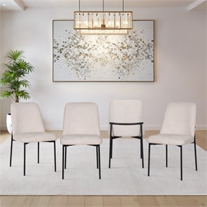 New Classic Furniture Erik Fabric Upholstered Dining Chair in Beige (Set of 4)