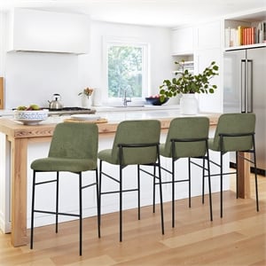 New Classic Furniture Erik Fabric Upholstered Bar Stool in Green (Set of 4)