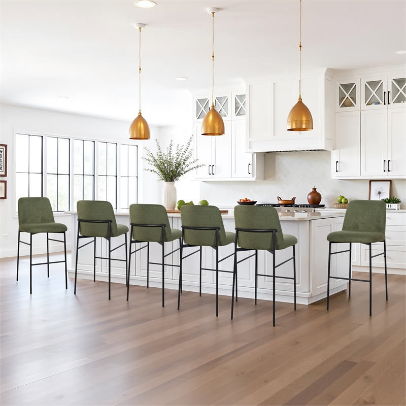 New Classic Furniture Erik Fabric Upholstered Bar Stool in Green (Set of 6)