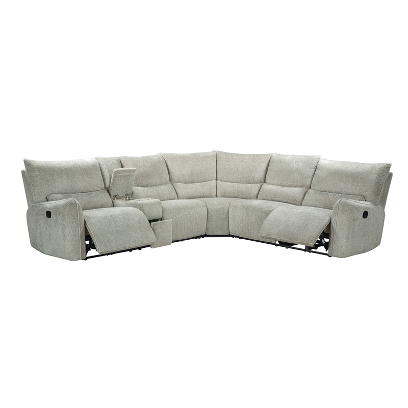 New Classic Furniture Remsen 3-Piece Polyester Fabric Manual Sectional in Latte