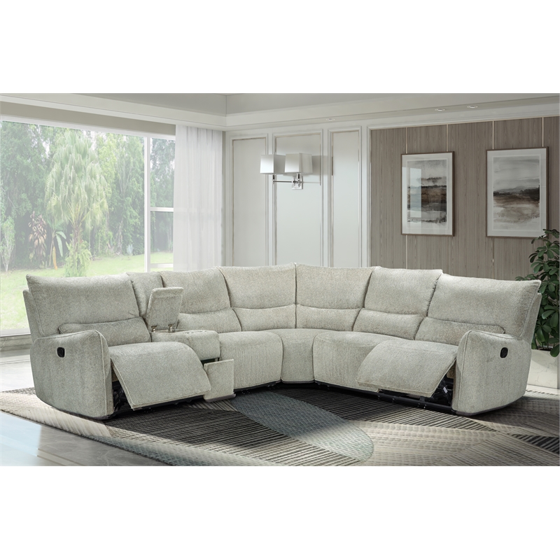 New Classic Furniture Remsen 3-Piece Polyester Fabric Manual Sectional in Latte