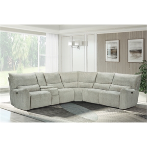 New Classic Furniture Remsen 3-Piece Polyester Fabric Power Sectional in Latte