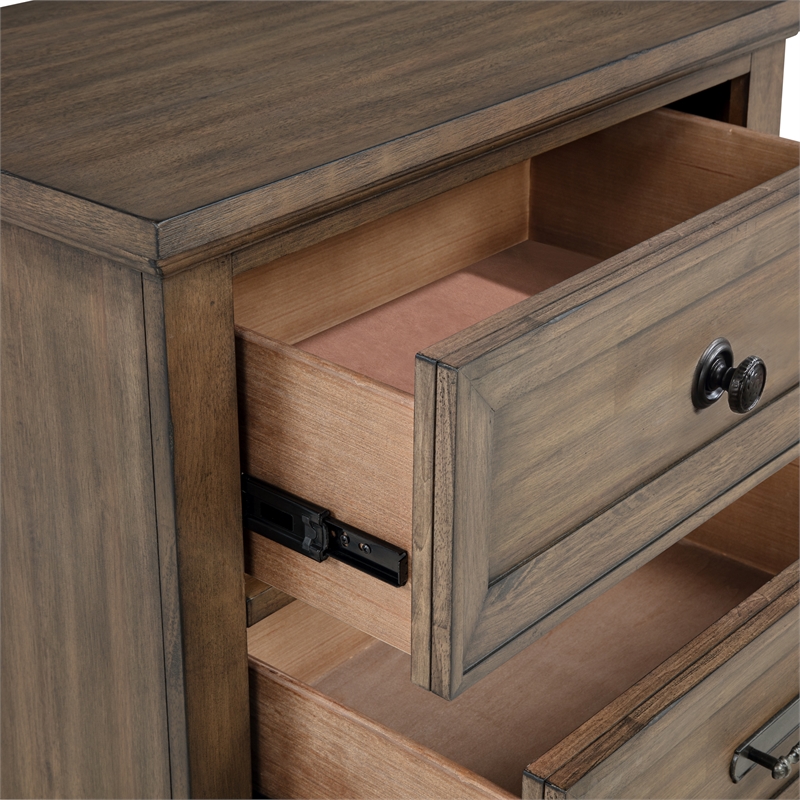 New Classic Furniture Mariana Wood 2-Drawer Nightstand in Vintage Mocha