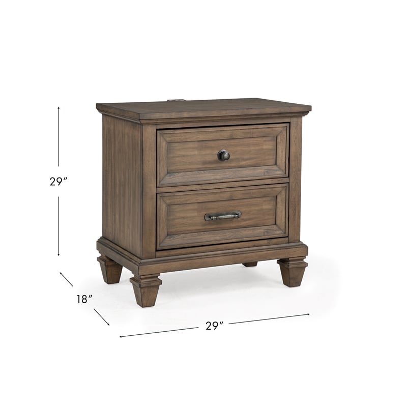 New Classic Furniture Mariana Wood 2-Drawer Nightstand in Vintage Mocha