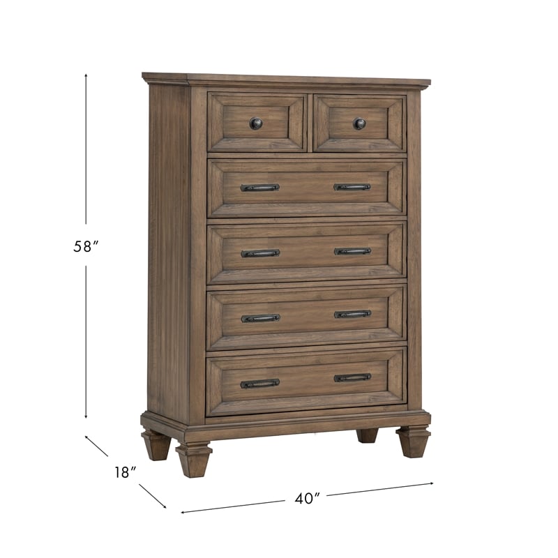 New Classic Furniture Mariana Wood 5-Drawer Chest in Vintage Mocha